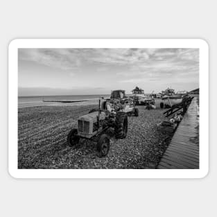 Traditional crab fishing boats on Cromer beach, Norfolk Sticker